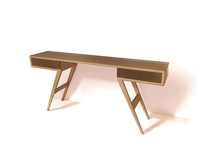 Stylish Modern Wooden Sideboard With Cross Legs And Two Drawers 3d model