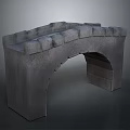 Gray Stone Arch Bridge with Arch Structure and Stone Block Texture on Deck