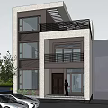 Modern Three Story Detached Villa Exterior With Large Windows Balconies And Greenery