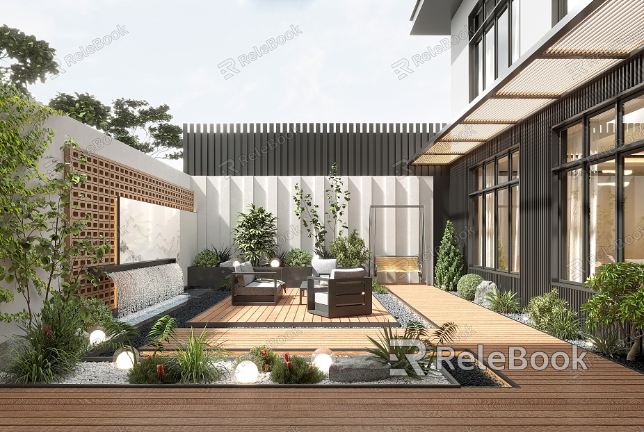 Modern courtyard courtyard landscape model