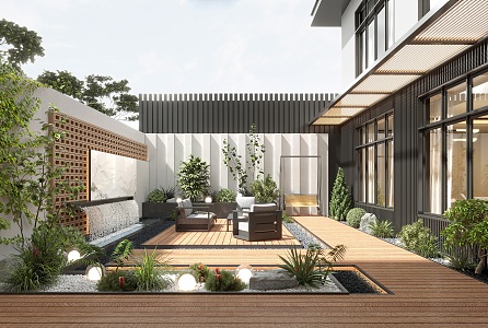 Modern courtyard landscape 3d model