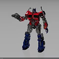 Red Blue Transformer Robot With Mechanical Armor Holding Weapon Standing Pose Design 3d model