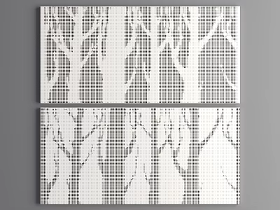 Artistic Background Wall With Dotted Tree Silhouette Pattern Design For Modern Home Interior 3d model