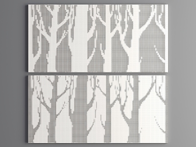 Forest Gradient Orifice Plate Punched Plate Forest Perforated Background Wall Perforated Plate Landscape Wall Forest Punched Aluminum Plate 3d model