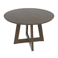 Elegant Round Wooden Dining Table With Modern Geometric Base Legs Design 3d model