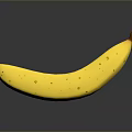 Ripe Yellow Banana With Brown Spots And Stem On Dark Background