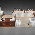 Modern Jewelry Store Interior With Display Counters And Plants 3d model