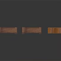 Three Elegant Wooden Bookcases With Various Designs Carved Details And Shelves