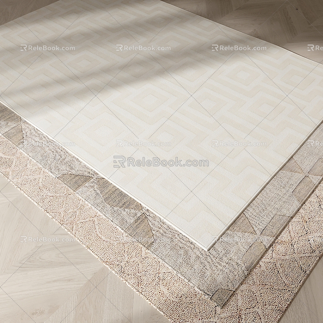 Modern Square Carpet Fabric Carpet 3d model