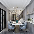 Modern Elegant Living and Dining Room Interior With Chandelier Sofa Coffee Table And Fireplace