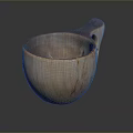 Wooden Household Cup With Curved Handle And Natural Wood Texture