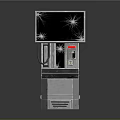 Gray Vending Machine With Yellow Illuminated Top And Coin Insert Slot Design