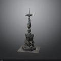 Traditional Ornate Decorative Column With Intricate Carved Details And Square Base
