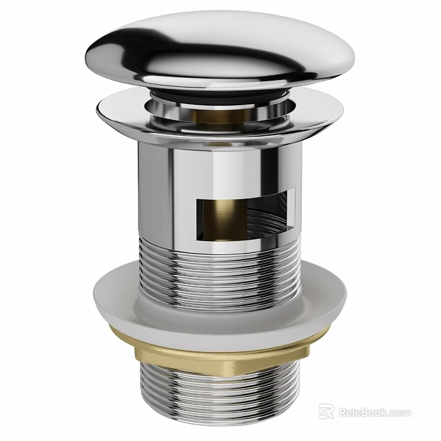 Modern Kitchen Sink Drain Assembly With Stainless Steel Chrome And Gold Accents 3d model 