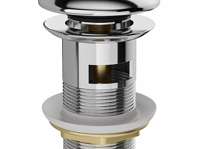 Modern Kitchen Sink Drain Assembly With Stainless Steel Chrome And Gold Accents 3d model