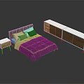 People Enjoying Modern Bedroom Space With Bed Nightstand And TV Cabinet
