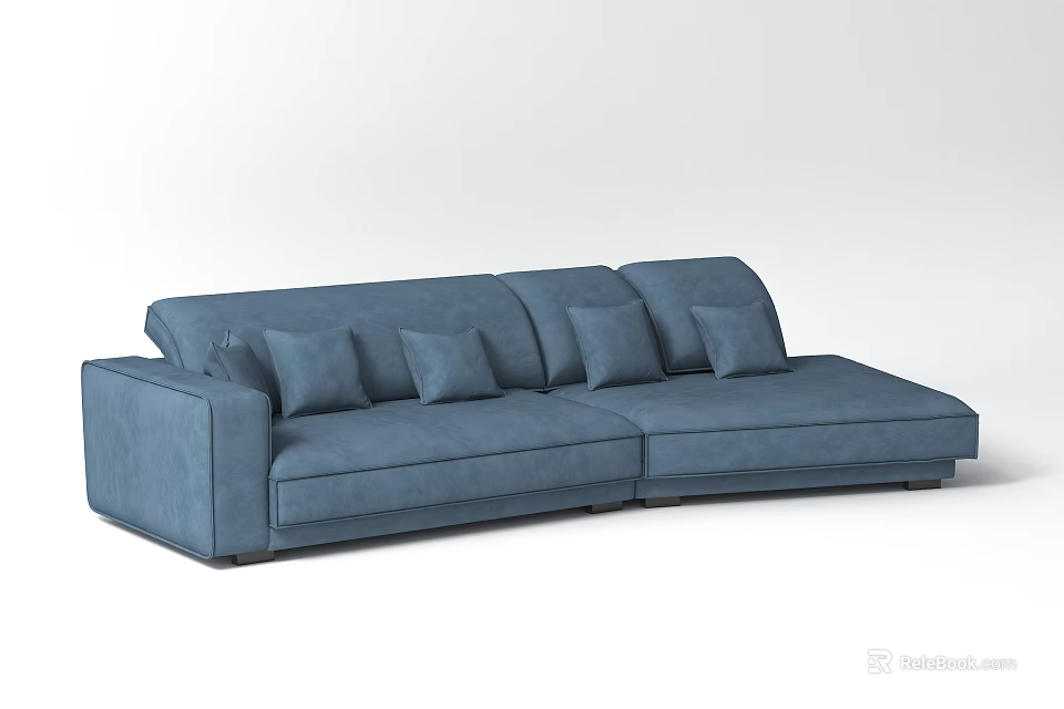 Blue Modern Sectional Sofa with L shaped Design and Comfortable Cushions 3d model