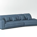 Blue Modern Sectional Sofa with L shaped Design and Comfortable Cushions 3d model