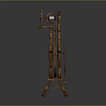 Two Bird Statues Perched On Wooden Spinning Wheel Classic Design