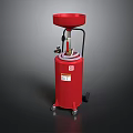 Red Mobile Waste Oil Collector With Funnel Top And Caster Wheels