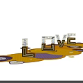 Vibrant Yellow 3D LOVE Letters With Colorful Circles On Black Background