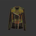 Dark Blue Jacket with Leather Patched Shoulders Zipper Details and Belt Buckle
