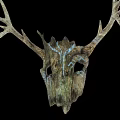 Decorative Deer Skull With Blue Glowing Patterns On Antlers And Textured Surface 3d model