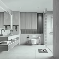 Modern Bathroom Interior Design With Vanity Cabinets Toilet And Shower