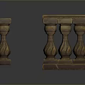 Scenic Architectural Decorative Railings With Carved Columns And Green Tops