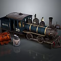 Vintage Train Model B.R.R. Number 20 With Blue Black Design And Small Cargo Car