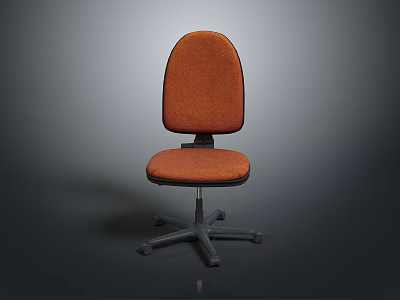 Comfortable Orange Fabric Office Chair with Swivel Base and Rolling Wheels 3d model