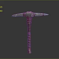 Old Fashioned Pickaxe Tool With Metal Head And Wooden Wrapped Handle