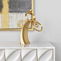 Elegant Modern White Console Table With Geometric Texture Gold Legs Table Lamp And Artwork 3d model