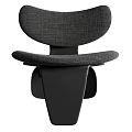 Modern Black Fabric Leisure Chair Featuring Curved Backrest And Stylish Base For Living Room