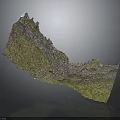 Natural Wood Stone With Green Moss Covered Surface And Rough Texture