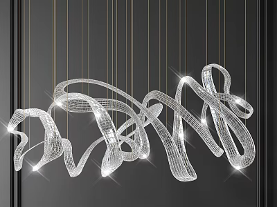 Elegant Modern Crystal Chandelier With Curved Transparent Design And Bright Illumination 3d model