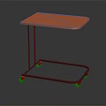 Small Mobile Table With Orange Tabletop Metal Frame And Rolling Wheels