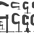Various C Clamps as Essential Hardware Tools in Different Sizes and Styles 3d model