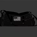 Black Canvas Shoulder Bag With American Flag Patch And Single Strap Design 3d model