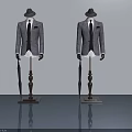 Stylish Swing Doors With Mannequins In Suits Hats And Umbrellas