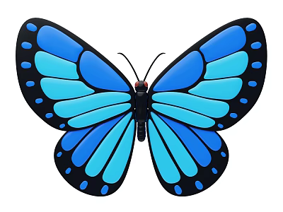 Blue Black Butterfly Decorative Ornament Set With Spotted Wings For Home Decor 3d model