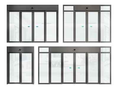 Modern Glass Door Designs With Various Panel Layouts And Dark Frames 3d model