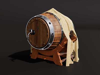 Oak Barrel Whiskey Barrel 3d model