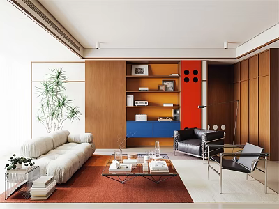 Modern Middle Ancient Home Living Room Bauhaus Sofa Coffee Table Combination No Main Lamp Living Room Decorative Ornaments Bookshelf 3d model