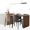 Modern Dining Table and Chair Combination Dining Chair Dining Table Chandelier 3d model