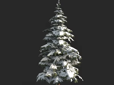 Tall Evergreen Pine Tree With Snow Covered Branches And Lush Foliage 3d model