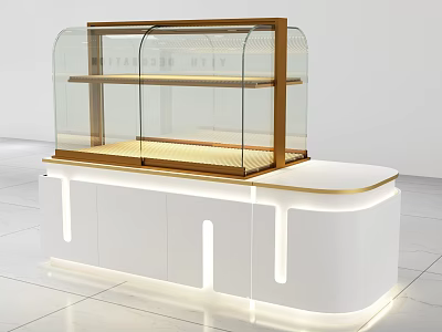 Modern Glass Display Cabinet Shelf With Wooden Frame And White Cabinet Base Lighting 3d model