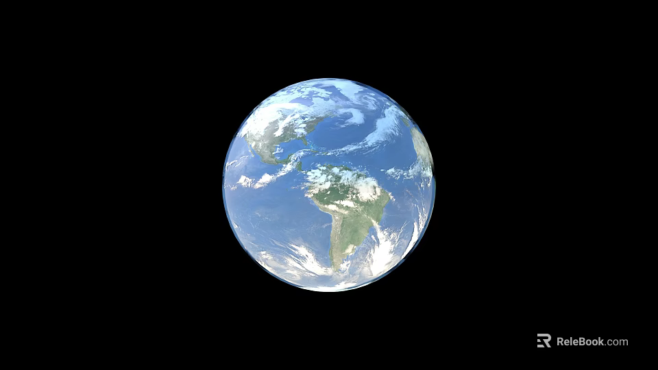 Realistic Earth Globe With Blue Ocean White Clouds And Green Continents 3d model 