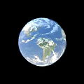 Realistic Earth Globe With Blue Ocean White Clouds And Green Continents