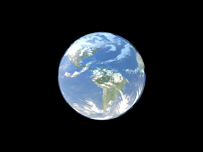 Realistic Earth Globe With Blue Ocean White Clouds And Green Continents 3d model